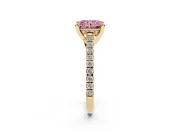 Radiant Cut Hidden Halo Pave Engagement Ring Setting for a Fancy Pink Lab-Grown Diamond | Claw Prongs | Yellow Gold