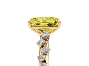 Fancy Yellow Radiant Cut Diamond Cluster Solitaire Ring Set in Yellow gold with Prong Setting