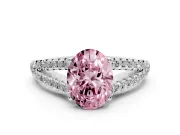 Oval Graduated Split Shank Engagement Ring Setting for a Fancy Pink Lab-Grown Diamond | Platinum