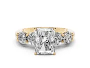 Radiant Cut Five Stone Engagement Ring Setting | Prong Set Side Stones | Yellow Gold