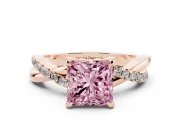 Princess Cut Twist Engagement Ring Setting for a Fancy Pink Lab-Grown Diamond | Rose Gold