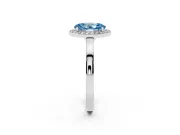 Oval Thin Halo Engagement Ring Setting for a Fancy Blue Lab-Grown Diamond | Plain Band | Platinum
