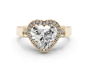 Heart-Shaped Halo Engagement Ring Setting | Pointed Pave Shoulders | Yellow Gold