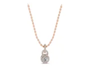 Round Lab-Grown Diamond Pavé Halo Pendant Necklace | Pavé Link and Bail | Rose Gold