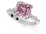Asscher Cut Graduated Solitaire Engagement Ring Setting for a Fancy Pink Lab-Grown Diamond | Platinum