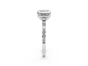 Asscher Cut Pave Solitaire Engagement Ring Setting | Fine Line Pave Band | White Gold
