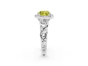 Heart-Shaped Filigree Halo Engagement Ring Setting for a Fancy Yellow Lab-Grown Diamond | White Gold