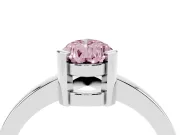 Fancy Pink Pear Cut Diamond Solitaire Ring Set in Silver with Prong Head and Smooth Polished Band
