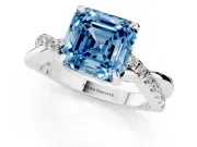 Asscher Cut Twist Engagement Ring Setting for a Fancy Blue Lab-Grown Diamond | White Gold