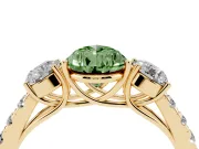 Pear-Shaped Engagement Ring Setting for a Fancy Green Lab-Grown Diamond | Three Stone | Yellow Gold
