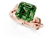 Asscher Cut Twisted Bypass Engagement Ring Setting for a Fancy Green Lab-Grown Diamond | Rose Gold