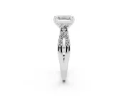 Emerald Cut Three Stone Engagement Ring Setting | Pavé Split Shank | White Gold