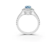 Pear-Shaped Double Halo Engagement Ring Setting for a Fancy Blue Lab-Grown Diamond | Pavé Split Shank | Platinum