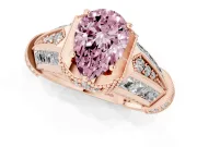 Fancy Pink Pear Cut Diamond Vintage-Inspired Milgrain Ring Set in Rose gold with Accent Split Shank