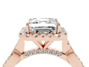 Asscher Cut Halo Engagement Ring Setting | Pavé Twist Band | Rose Gold