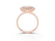 Pear Cut Diamond Halo Ring Set in Rose gold with Milgrain Edge and Round Prong Setting