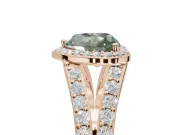 Heart-Shaped Halo Pavé Engagement Ring Setting for a Fancy Green Lab-Grown Diamond | Narrow Split Shank | Rose Gold
