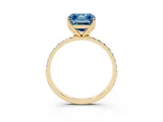 Asscher Cut Pave Solitaire Engagement Ring Setting for a Fancy Blue Lab-Grown Diamond | Slim Band | Yellow Gold