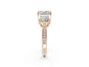 Radiant Cut Three Stone Engagement Ring Setting | Tapered Pave Band | Rose Gold