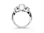 Radiant Cut Three Stone Engagement Ring Setting for a Fancy Blue Lab-Grown Diamond | Tapered Pave Band | Sterling Silver