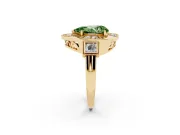 Pear-Shaped Milgrain Sectioned Halo Engagement Ring Setting for a Fancy Green Lab-Grown Diamond | Yellow Gold