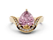 Heart-Shaped Bypass Solitaire Engagement Ring Setting for a Fancy Pink Lab-Grown Diamond | Pavé Ribbon | Yellow Gold