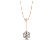 Round Lab-Grown Diamond Flower Cluster Pendant Necklace | Grooved Bail | Rose Gold