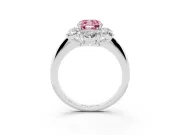 Cushion Cut Cluster Halo Engagement Ring Setting for a Fancy Pink Lab-Grown Diamond | Two-Size Accents | Sterling Silver
