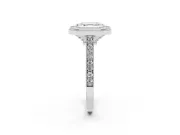 Asscher Cut Vintage Milgrain Halo Engagement Ring Setting | Bezel Head | Sterling Silver