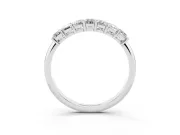 Emerald Cut Lab-Grown Diamond Half Eternity Band | Corner Claw Prongs | Sterling Silver