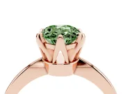 Fancy Green Oval Cut Diamond Solitaire Engagement Ring Set in Rose gold with Slim Tapered Solitaire Band
