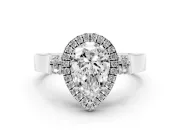 Pear-Shaped Halo Engagement Ring Setting | Pavé Panel Shoulders | White Gold