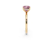 Fancy Pink Princess Cut Diamond Solitaire Engagement Ring Set in Yellow gold with Prong Setting and Polished Band