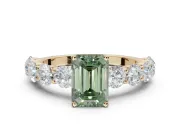 Emerald Cut Engagement Ring Setting for a Fancy Green Lab-Grown Diamond | Yellow Gold - Design NV-24455