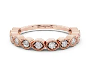 Round Lab-Grown Diamond Vintage Half Eternity Band | Milgrain Marquise Frames | Rose Gold