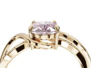 Oval Bypass Solitaire Engagement Ring Setting for a Fancy Pink Lab-Grown Diamond | Pavé and Plain Strands | Yellow Gold