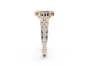 Round Halo Engagement Ring Setting for a Fancy Green Lab-Grown Diamond | Side Clusters | Rose Gold