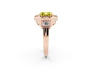 Fancy Yellow Asscher Cut Diamond Milgrain Halo Ring Set in Rose gold with Split Shank