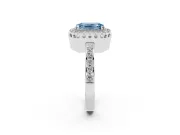 Emerald Cut Milgrain Halo Engagement Ring Setting for a Fancy Blue Lab-Grown Diamond | Pavé Shoulders | Platinum