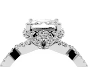 Asscher Cut Diamond Halo Twist Band Solitaire Ring Set in White gold with Prong-Set Center Stone