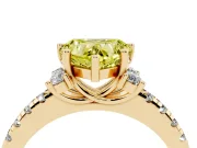 Heart-Shaped Side Stone Engagement Ring Setting for a Fancy Yellow Lab-Grown Diamond | Pave Band | Yellow Gold