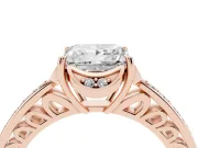 Princess Cut Floral Pavé Engagement Ring Setting | Petal Accents | Rose Gold