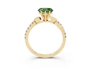 Heart-Shaped Leaf Pavé Engagement Ring Setting for a Fancy Green Lab-Grown Diamond | Yellow Gold