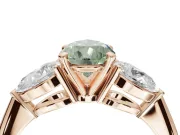 Pear-Shaped 3-Stone Engagement Ring Setting for a Fancy Green Lab-Grown Diamond | Rose Gold