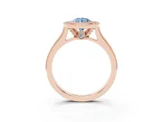 Pear-Shaped Vintage Milgrain Halo Engagement Ring Setting for a Fancy Blue Lab-Grown Diamond | Bezel Head | Rose Gold