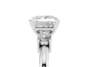 Three-Stone Princess Cut Diamond Ring Set in White gold with Prong Setting and Plain Band