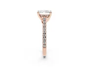 Radiant Cut Hidden Halo Pave Engagement Ring Setting | Claw Prongs | Rose Gold