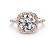Round Pavé Halo Engagement Ring Setting | Rose Gold