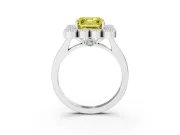 Asscher Cut Milgrain Cluster Halo Engagement Ring Setting for a Fancy Yellow Lab-Grown Diamond | Plain Band | Platinum
