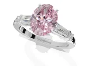 Oval Tapered Baguette Engagement Ring Setting for a Fancy Pink Lab-Grown Diamond | White Gold